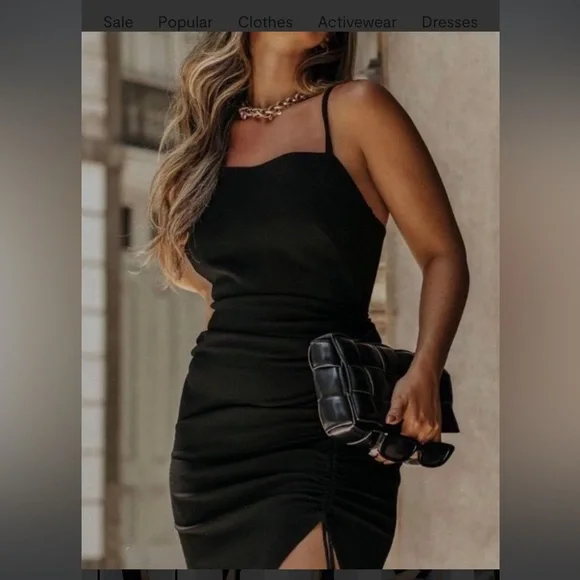 NWT Zara Black Ruched Dress - Picture 2 of 7